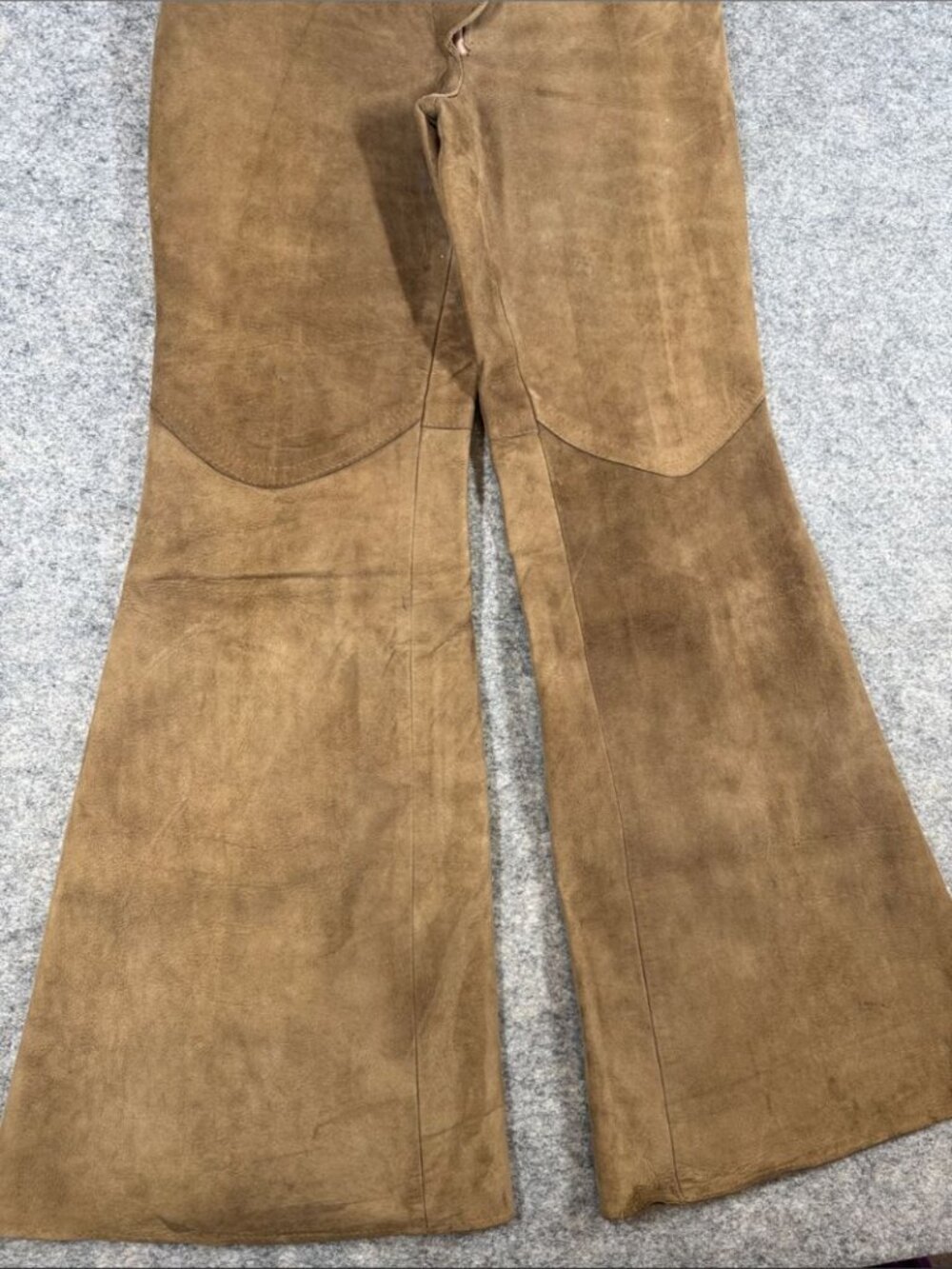 Vintage Brown Suede High Waisted Flare Pants Bell Bottom Boho Western Festival - Picture 3 of 16